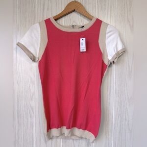 The Limited Women's Short Sleeve Tri Color Knit Sweater Top Size Small NWT